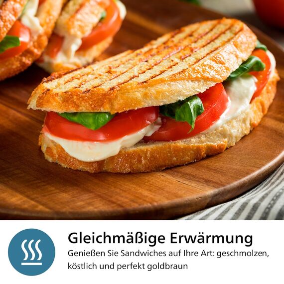 Philips 5000-Serie 3-in-1 Sandwichmaker - Sandwiches, Waffeln und Paninis, Antihaftbeschichtete, austauschbare Platten, Schneiden und Versiegeln. 750W, Schwarz (HD2350/80)