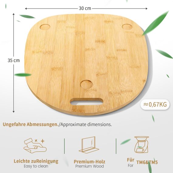 Siegvoll Gleitbrett für Thermomix TM6 TM5 aus Bambus, Schnelles Bewegen Rollbrett für Thermomix Vorwerk Küchenmaschine, Zubehör für Thermomix TM6 TM5,Bambusholz