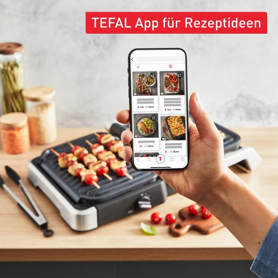 Tefal OptiGrill 4in1 Kontaktgrill mit Backschale, Aufklappbar, Tischgrill, 9 automatische Programme, Garstufenanzeige, spülmaschinengeeignete Teile, Elektrogrill, Backofen, GC776D10