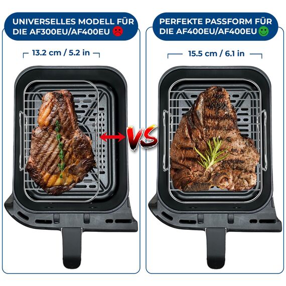 Premium Ninja 9,5L AF400EU & DZ400EU Grillrost | 2 Stücke Airfryer Grillrost für Foodi Max Dual Zone AF400EU | 304 Edelstahl Dual Heißluftfritteuse Grillrost | Ninja Airfryer Grill |