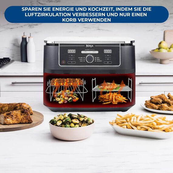 Premium Ninja 9,5L AF400EU & DZ400EU Grillrost | 2 Stücke Airfryer Grillrost für Foodi Max Dual Zone AF400EU | 304 Edelstahl Dual Heißluftfritteuse Grillrost | Ninja Airfryer Grill |
