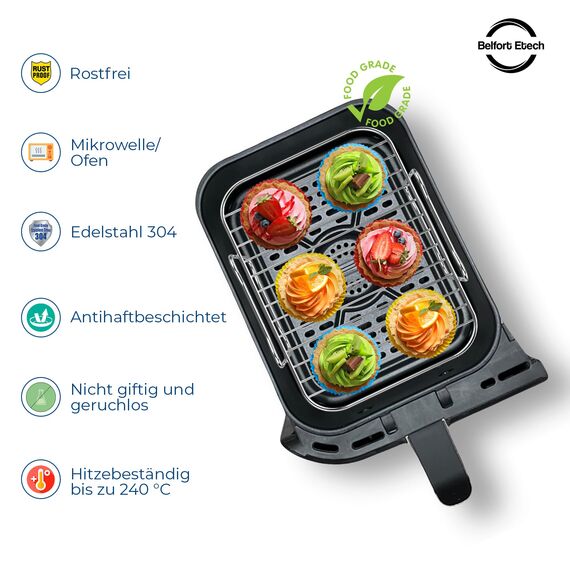 Premium Ninja 9,5L AF400EU & DZ400EU Grillrost | 2 Stücke Airfryer Grillrost für Foodi Max Dual Zone AF400EU | 304 Edelstahl Dual Heißluftfritteuse Grillrost | Ninja Airfryer Grill |