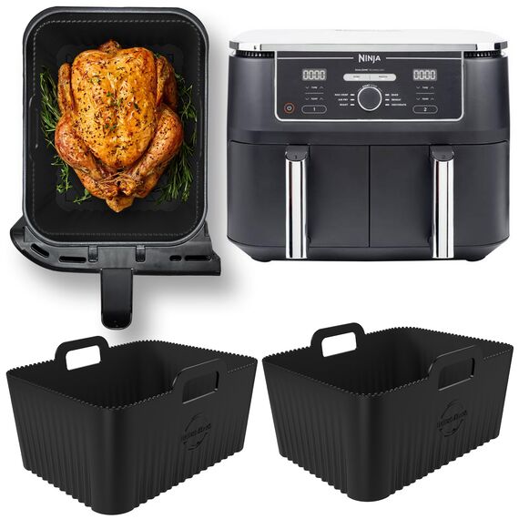 Ninja 9,5L AF400EU & DZ400EU Silikonform | BPA-FREI | Hochwertige Materialien | 2,5mm dicke Silikonform | 2 Stück Airfryer Silikonform für Foodi Max Dual Zone AF400EU | Ninja AirFryer Silikonform