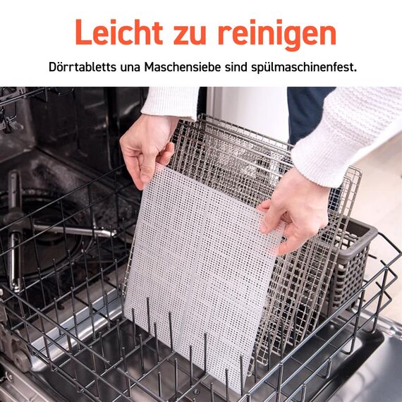 COSORI Dörrautomat edelstahl, Food Dehydrator mit 50 Rezepte, inkl. 6 Edelstahl-Dörrtabletts, 3 Dörrgitter, 3 Dörrmatte, große Fläche 0,6 m², 48 Std. Zeitschaltuhr, LED-Display (35°-75°C) und 650W