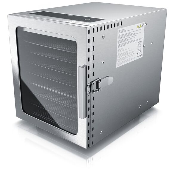 Arendo - Edelstahl Dörrautomat 8 fach - 500 Watt mit Temperaturregler - Dörrgerät für Lebensmittel Fleisch Früchte Obst Pilze - Timer bis zu 24 h - 8 Einlegefächer - GS - Dehydrator