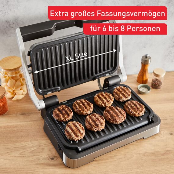 Tefal OptiGrill 2in1 XL Kontaktgrill, Aufklappbar, Tischgrill, 12 Programme, Garstufenanzeige, Abnehmbare XL-Platten, Elektrogrill, GC782D10