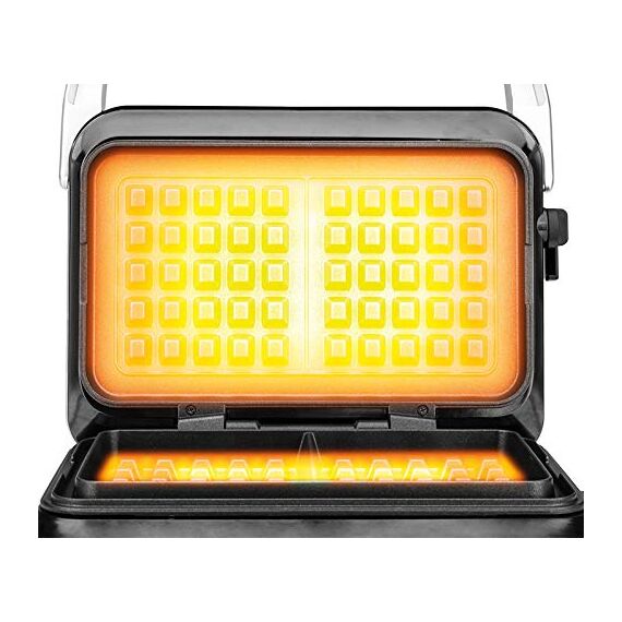 GASTROBACK 42424 Waffeleisen Advanced Control, 5 Verschiedene Programme, 7 Bräunungsstufen, Steuerung über LCD–Display, 1.600 Watt, Edelstahl, silber