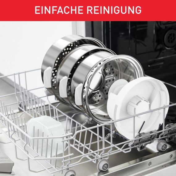 Tefal Convenient Series Deluxe Dampfgarer, einfacher Touchscreen, 8 Programme, Garen auf 3 Ebenen, Behälter aus Edelstahl, langlebige Qualität, gesunde Zubereitung, Edelstahl/weiß, VC502D