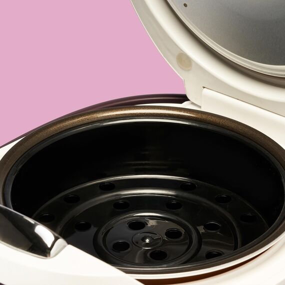 REISHUNGER Digitaler Reiskocher klein, weiß | 0,6 L bis 3 Personen | Warmhaltefunktion, Timer & Premium Topf | Kleiner Multikocher & Dampfgarer, 8 Programme, 7-Phasen-Technologie
