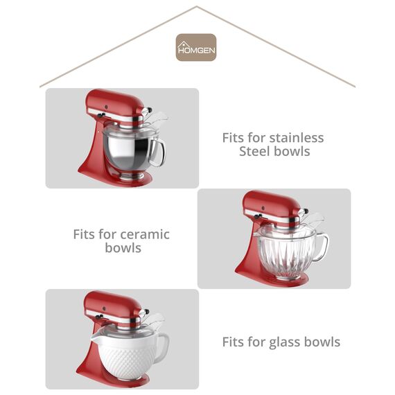 HOMGEN Ausgießerschutz für KitchenAid 4,5 und 5 Quart Standmixer mit kippbarem Kopf Klarer Spritzschutz Perfekt für Kitchenaid-Edelstahlschüssel Schale aus Glas und Keramik spülmaschinenfest