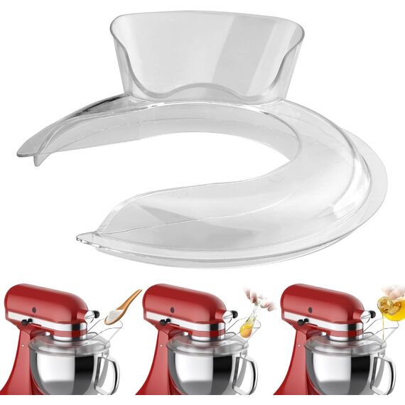 HOMGEN Ausgießschutz für KitchenAid Ausgießschutz Secure Fit Medium Mixer-Schüsseln Spülmaschinenfest Spritzschutz für 6-Quart-Schüsseln aus Edelstahl, Glas und Keramik mit Reinigungsbürste