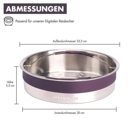 REISHUNGER Edelstahl Dämpfeinsatz für den Digitalen Reiskocher (1,5L)