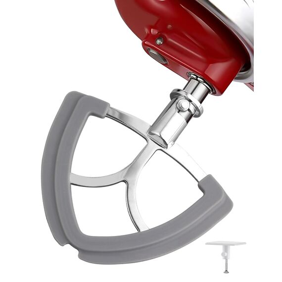 HOMGEN Flachrührer-Aufsatz aus Edelstahl für KitchenAid 4,5-5 Quart Kitchenaid Standmixer mit kippbarem Kopf, Ersatzschläger, Zubehör mit Haken