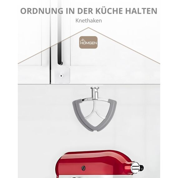 HOMGEN Flachrührer-Aufsatz aus Edelstahl für KitchenAid 4,5-5 Quart Kitchenaid Standmixer mit kippbarem Kopf, Ersatzschläger, Zubehör mit Haken