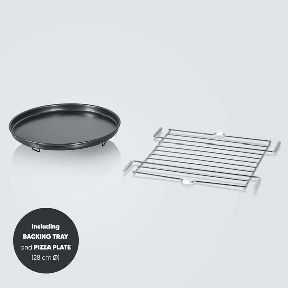 SEVERIN 3-in-1 Mikrowelle mit Glasboden, Grill und Heißluftfunktion, Mikrowelle mit großer Nutzfläche für eckiges Geschirr, Schwarz/Edelstahl, MW 7777