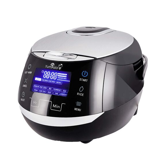 Yum Asia Sakura Reiskocher mit Keramikschale und Advanced Fuzzy Logic (8 Tassen, 1,5 Liter), 6 Reiskochfunktionen, 6 Multikocherfunktionen, Motouch LED-Display, 220-240V EU (schwarz und silber)