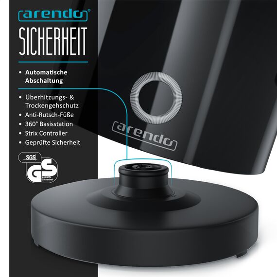 Arendo 0.5l Edelstahl Wasserkocher mit Temperatureinstellung im Doppelwand-Design - 0,5l Wasser-Füllmenge - 5 Temperaturstufen einstellbar - Single Teekocher - Warmhaltefunktion - Energiesparend