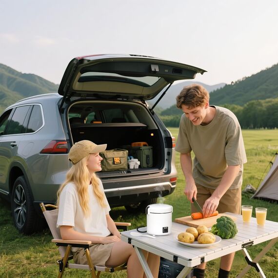 Reiskocher klein & Bento-Box für 1-2 Personen,（0.3 liter, 1,5 Tassen), Mini Rice Cooker mit abnehmbarem Topf mit Antihaftbeschichtung, One Touch & Warmhaltefunktion, 200 Watt (Schwarz)