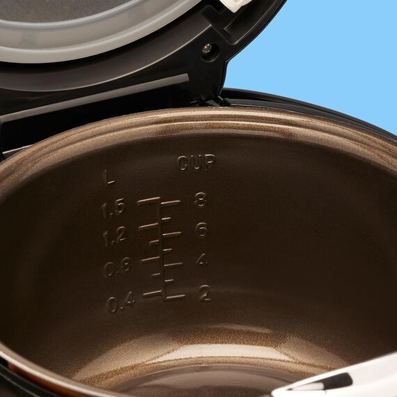 REISHUNGER Digitaler Reiskocher & Dampfgarer Schwarz | 1,5 L bis 8 Personen | Warmhaltefunktion, Timer & Premium Innentopf | Multikocher, 12 Programme, 7-Phasen-Technologie