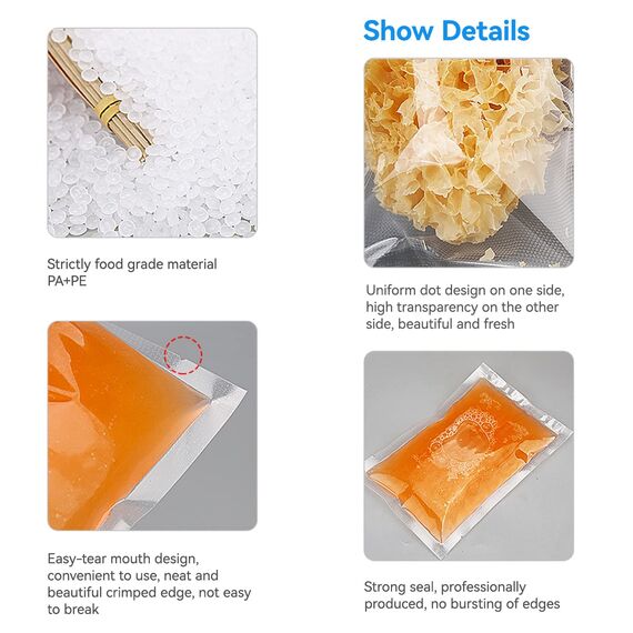 200 Stück Vakuumierbeutel 10x15/15x20/20x25/20x30, Gefrierbeutel, Sous Vide Beutel, BPA-Frei, Eingeprägte Luftrillen, für alle Vakuumierer & Lebensmittel Vakuumiergerät, für Gemüse, Fleisch etc