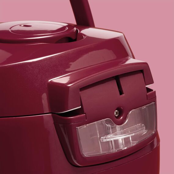 REISHUNGER Digitaler Reiskocher klein, bordeaux | 0,6 L bis 3 Personen | Warmhaltefunktion, Timer & Premium Topf | Kleiner Multikocher & Dampfgarer, 8 Programme, 7-Phasen-Technologie