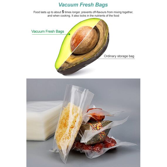 200 Stück Vakuumierbeutel 10x15/15x20/20x25/20x30, Gefrierbeutel, Sous Vide Beutel, BPA-Frei, Eingeprägte Luftrillen, für alle Vakuumierer & Lebensmittel Vakuumiergerät, für Gemüse, Fleisch etc