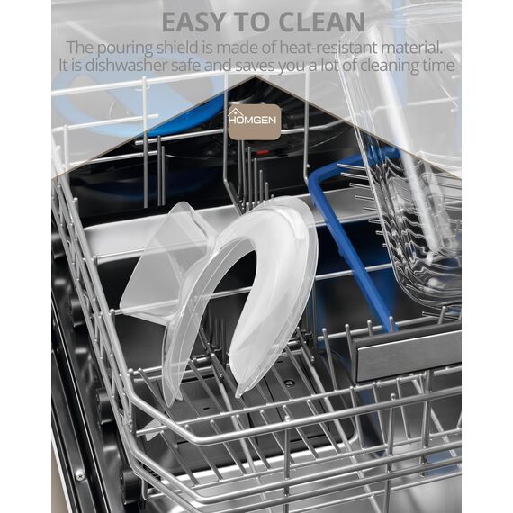 HOMGEN Ausgießerschutz für KitchenAid 4,5 und 5 Quart Standmixer mit kippbarem Kopf Klarer Spritzschutz Perfekt für Kitchenaid-Edelstahlschüssel Schale aus Glas und Keramik spülmaschinenfest