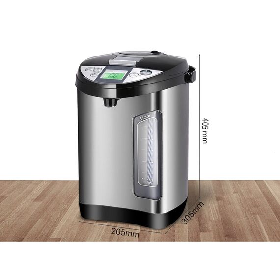 Thermopot 5 Liter | Wasserspender | LC Display | Perfekt für Glühwein geeignet | Edelstahl Heißwasserspender | Wasserkocher Glühweinkocher Dispender | Teekocher | Thermoskanne | Glühweinspender