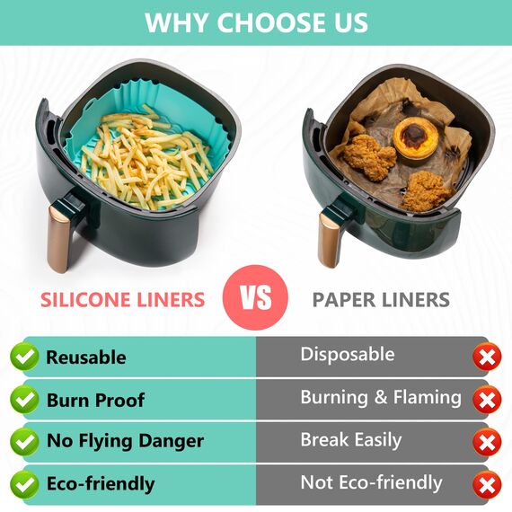 Siliz Silikonform für Heißluftfritteuse Zubehör | 3 Silikoneinsatz für Heißluftfritteuse, Airfryer Silikonform & Heißluftfritteuse Grillpfanne aus Silikon für Backform