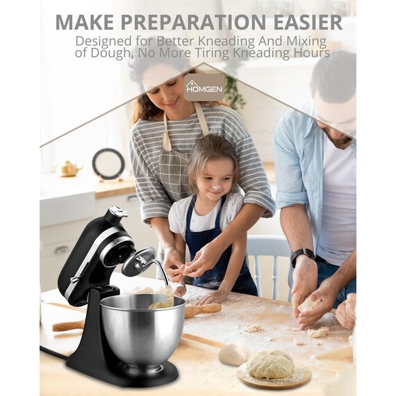 HOMGEN Knethaken für Kitchenaid 4.5/5QT Edelstahl Knethaken spülmaschinenfest für Kitchen Aid Standmixer KSM150 K45 K45SS KSM75 KSM175 Ersatz