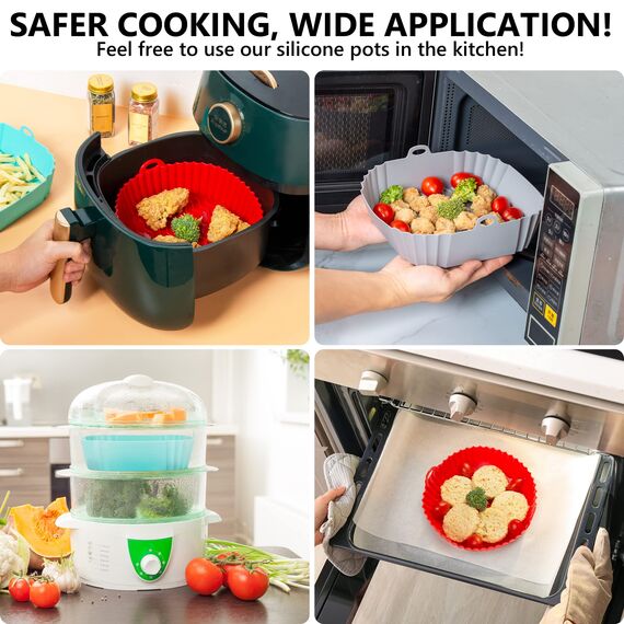 Siliz Silikonform für Heißluftfritteuse Zubehör | 3 Silikoneinsatz für Heißluftfritteuse, Airfryer Silikonform & Heißluftfritteuse Grillpfanne aus Silikon für Backform