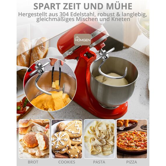 HOMGEN 3 stück Mixeraufsätze für KitchenAid Standmixer 4.5-5 QT – Edelstahl Kitchenaid Mixer-Zubehör aus Stahl enthalten K45WW Schneebesen, K45DH Knethaken, K45B Flachrührer