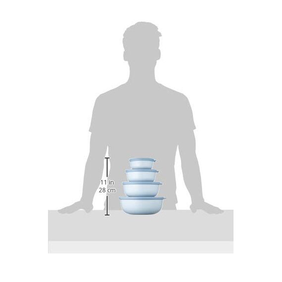 Mepal Multischale Cirqula Round 4-teiliges Set - Mikrowellen Geschir - Geignet als Aufbewahrungsbox, Kuhlschrank, Gefrierschrank & Mikrowellengeschirr - 350, 750, 1250, & 2250 ml - Nordic blue