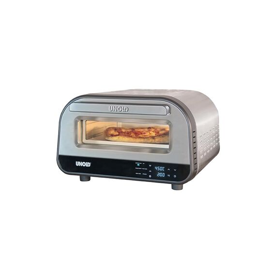 Unold Pizzaofen LUIGI 68816 | Elektrischer Pizza Ofen aus rostfreiem Edelstahl mit Pizzastein mit bis zu 450°C, nur ca. 2 Minuten Backzeit, energiesparend, 1.700 Watt