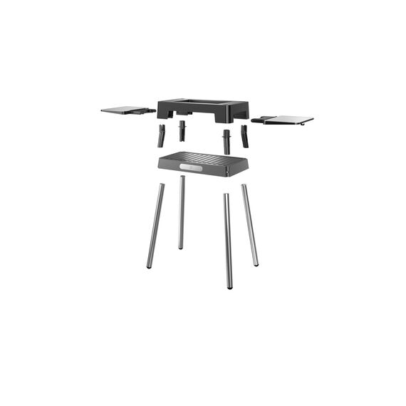 WMF Lono Grill Standfuß, 92,7 x 75,0 x 43,8 cm, stabil und sicher, klappbare Seitenablagen, kompatibel mit dem Lono Master Grill und dem Lono Tischgrill flach und gerippt, Cromargan, schwarz/silber