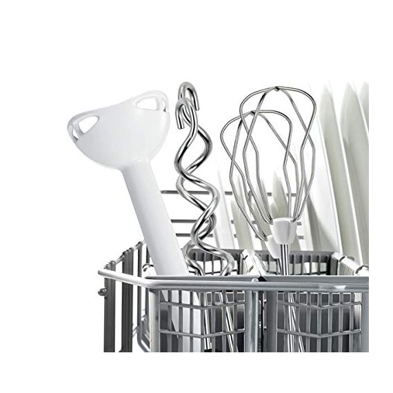 Bosch Handrührer MFQ3540, Handrührgerät, 2 Rührbesen, 2 Edelstahl-Knethaken, spülmaschinengeeignet, 5 Stufen, Pürierstab, Mixbecher, 450 W, weiß