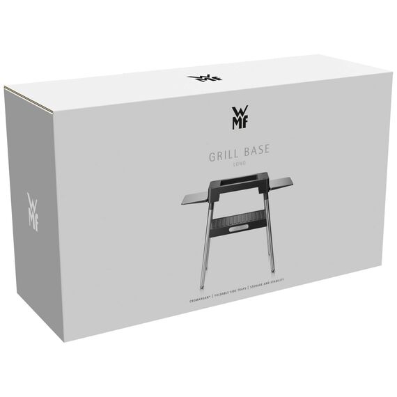 WMF Lono Grill Standfuß, 92,7 x 75,0 x 43,8 cm, stabil und sicher, klappbare Seitenablagen, kompatibel mit dem Lono Master Grill und dem Lono Tischgrill flach und gerippt, Cromargan, schwarz/silber