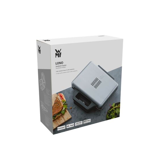WMF Lono Sandwich Maker, Sandwichtoaster für 2 Standard- oder XXL-Toasts, Sandwichmaker, 2-stufige Höhenanpassung für mehr Füllung, edelstahl matt