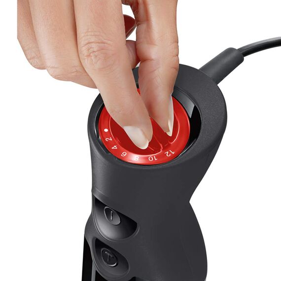 Bosch Stabmixer ErgoMixx MS6CB6110, Edelstahl-Mixfuß, Mix- und Messbecher, 4-Klingen-Messer, leichtes Gehäuse, 12 Stufen plus Turbostufe, einfache Reinigung, 1000 W, schwarz/anthrazit