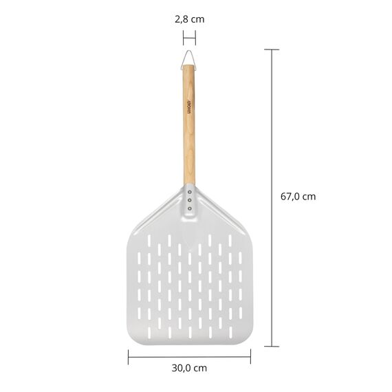 Unold Pizzaschieber 6881620 | Pizzaschaufel aus Aluminium mit Griff aus Buchenholz perfekt Pizzaofen Luigi 68816 | Grifflänge 35cm, Schaufelgröße 40 x 30cm