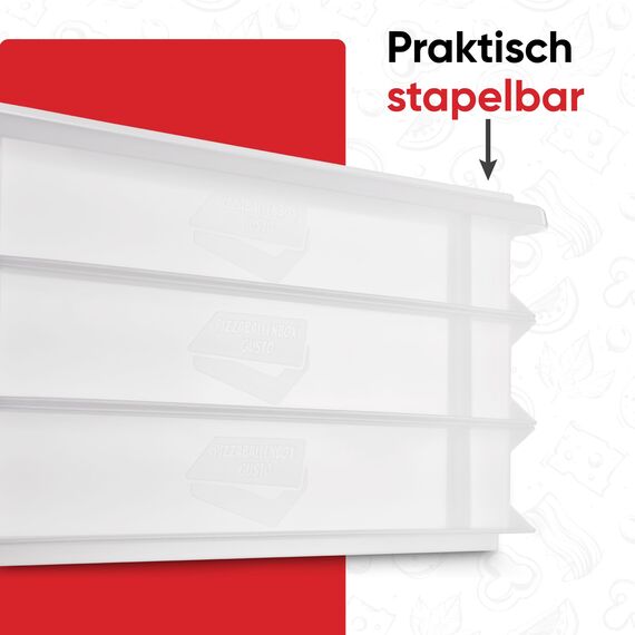 DIE BOX FABRIK 2x Pizzaballenbox Gusto + 1 Deckel, 40x30x7 cm | Gärbox, Teigwanne für Pizzateig. Teigbox für 6 Pizzaballen, Pizzateigbehälter (2x Gusto Box + 1x Deckel)