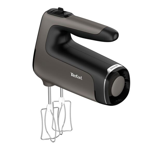 Tefal Power Mix Silence Handmixer – 600W leistungsstark und extra leise, variabler Geschwindigkeitsregler mit Turbo, Edelstahl-Rührbesen und Knethaken, ergonomischer Griff, leichter Handrührer in Grau