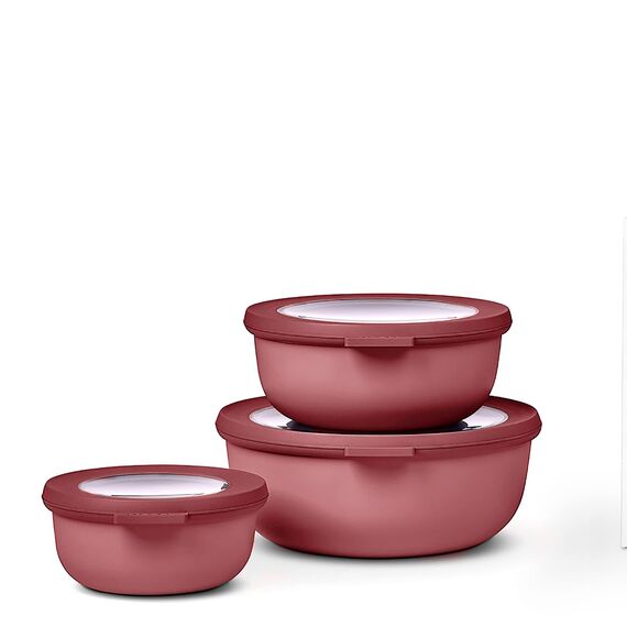 Mepal Multischale Cirqula Round 3-teiliges Set - Mikrowellen Geschir - Geignet als Aufbewahrungsbox, Kuhlschrank, Gefrierschrank & Mikrowellengeschirr - 350 ml, 750 ml & 1250 ml - Vivid mauve