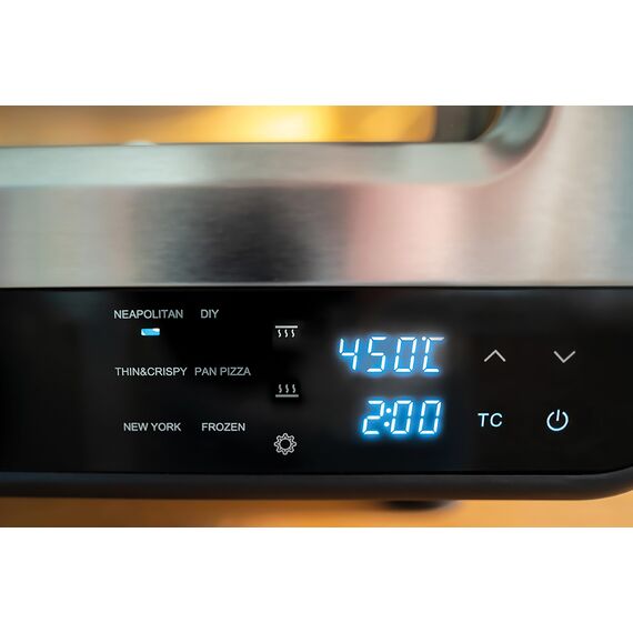 Unold Pizzaofen LUIGI 68816 | Elektrischer Pizza Ofen aus rostfreiem Edelstahl mit Pizzastein mit bis zu 450°C, nur ca. 2 Minuten Backzeit, energiesparend, 1.700 Watt