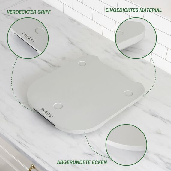 PUERSI Gleitbrett für Thermomix TM6/TM5, 2te Generation, Brett für Thermomix mit Rollen, Leicht Gleitendes Bambus Rollbrett/Slider - Schneeweiß