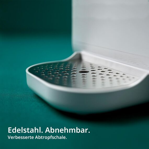 OsmoFresh Auftisch Osmoseanlage Quella Pro White | mit Heißwasserspender | 6 Temperaturstufen | 7-Fach Umkehrosmose Filterung | Wasserfilter für Küche Büro Wohnmobil | kalkfreies Trinkwasser | UV