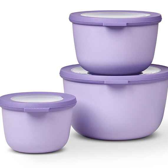 Mepal - Multischale Cirqula Round 3-teiliges Set - Vorratsdosen mit Deckel - Geignet als Aufbewahrungsbox, Kuhlschrank, Gefrierschrank & Mikrowellengeschirr - 500 ml, 1000 ml & 2000 ml - Nordic Lilac