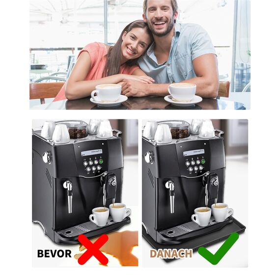 NETONDA Unterlage für Kaffeevollautomat Silikonmatte für Küchenmaschinen Zubehör Anti-Rutsch Wasserdicht Silikonunterlage für Kaffeemühle Siebträger, 48 x 30 cm, Schwarz