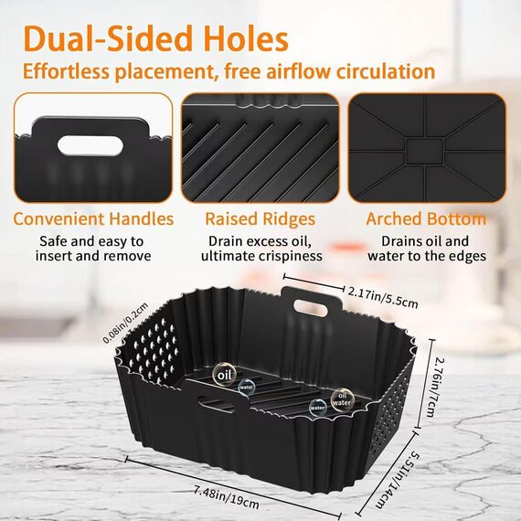 ninja heißluftfritteuse zubehör, Dual Heißluftfritteuse Zubehör für Ninja Foodi AF300EU,AF400EU,AF400EUCP, Innsky,Princess Dual Airfryer zubehör7.6L-9.5L. Heißluftfritteuse Grillrost,Backpapier etc