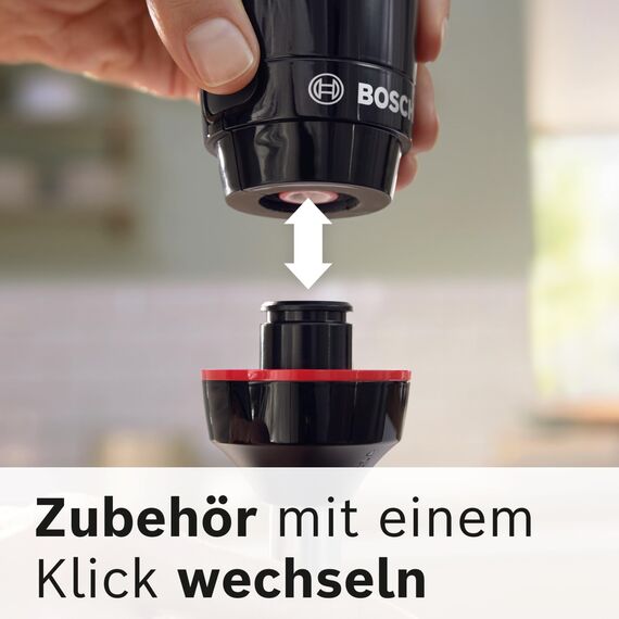 Bosch Stabmixer ErgoMaster Serie 4, mit Mixbecher, Edelstahl-Klingen, langlebig, verschleißfreie Keramik-Kupplung, Einschaltsperre, 1000 W, schwarz, MSM4B610